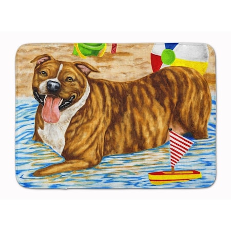 Carolines Treasures Beach Bum Staffie Machine Washable Memory Foam Mat AMB1338RUG